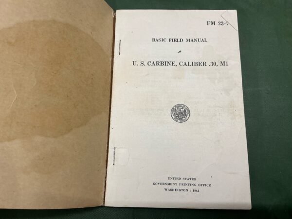 WW2 AMERICAN MANUAL FOR THE M1 CARBINE - Image 2